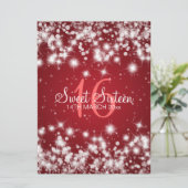 Elegant Sweet Sixteen Wintersparkle Red Kaart (Staand voorkant)