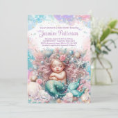 Elegant Sweet Slapen Zeemeermin Baby shower Kaart (Staand voorkant)