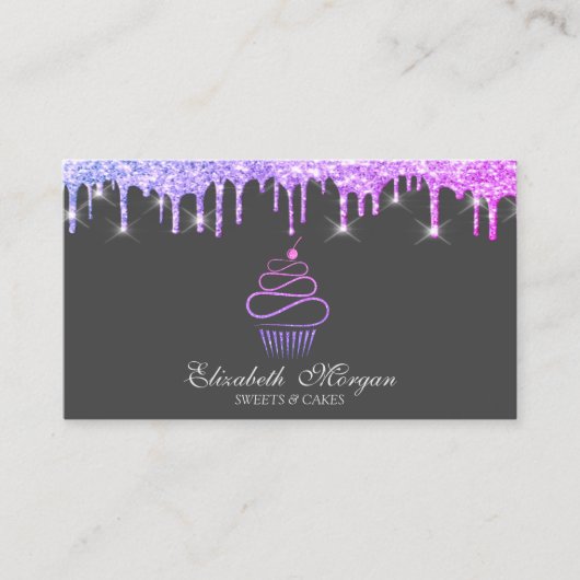 Elegant Sweets Glitter Cupcake Violet Drivers Visitekaartje (Voorkant)