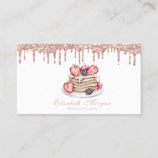 Elegant Sweets Pancakes Roos Gold Drivers Bakery Visitekaartje (Voorkant)