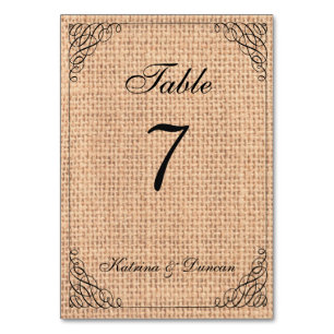 Elegant Swirl Burlap - persoonlijke tabelkaart Kaart