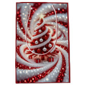 Elegant Swirl Christmas Tree Gift Bag Medium Cadeauzakje (Voorkant)