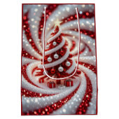 Elegant Swirl Christmas Tree Gift Bag Medium Cadeauzakje (Achterkant)