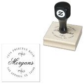 Elegant Swirl familie Return Address Stamp Rubberstempel (Gestempeld)