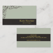 Elegant Swirl Floral Vine Border Interior Designer Visitekaartje (Voorkant / Achterkant)