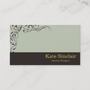 Elegant Swirl Floral Vine Border Interior Designer Visitekaartje