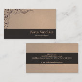 Elegant Swirl Floral Vine Border Interior Designer Visitekaartje (Voorkant / Achterkant)