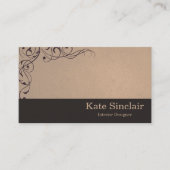 Elegant Swirl Floral Vine Border Interior Designer Visitekaartje (Voorkant)