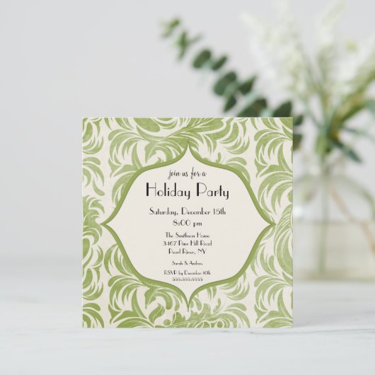 Elegant Swirl Holiday - Uitnodiging voor kerstfees (Staand voorkant)