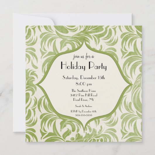 Elegant Swirl Holiday - Uitnodiging voor kerstfees (Voorkant)