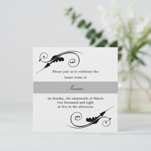 Elegant Swirl Invitation Kaart (Staand voorkant)
