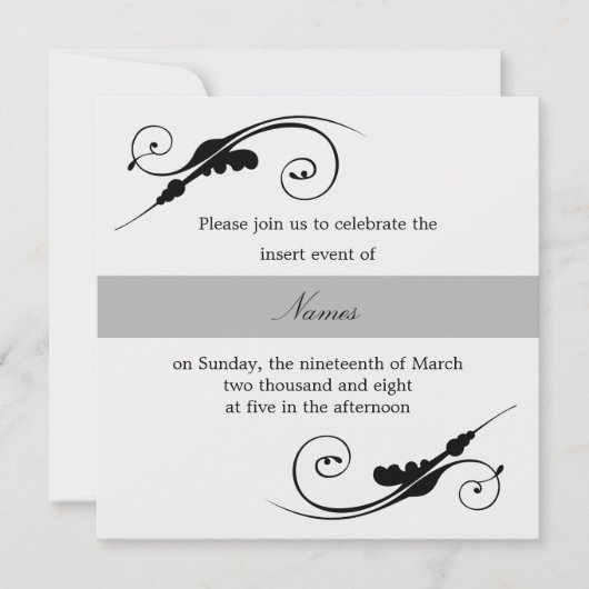 Elegant Swirl Invitation Kaart (Voorkant)