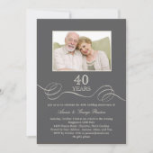 Elegant Swirl Jubileum Foto Uitnodiging - Grijs (Voorkant)