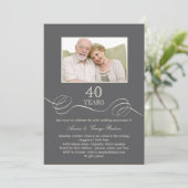 Elegant Swirl Jubileum Foto Uitnodiging - Grijs (Staand voorkant)