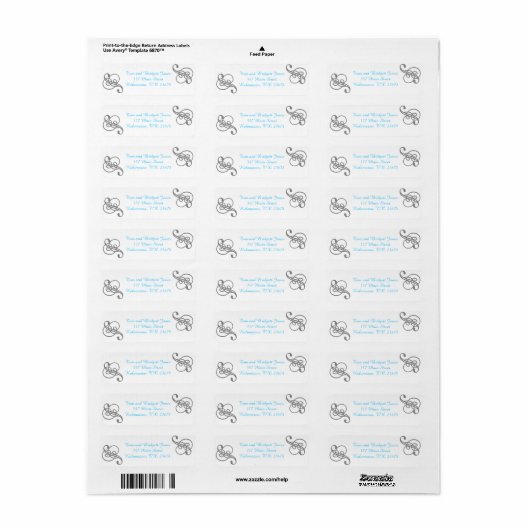 Elegant Swirl Mailing Labels Sjabloon (Full Sheet)