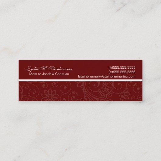 Elegant Swirl-mammikaarten Contactkaartje (Voorkant)