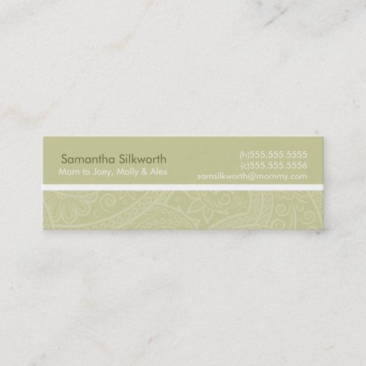 Elegant Swirl-mammikaarten Contactkaartje (Voorkant)