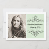 Elegant Swirl Modern  Photo Afstuderen Mint Kaart (Voorkant)