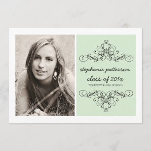 Elegant Swirl Modern  Photo Afstuderen Mint Kaart