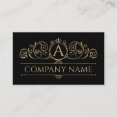 Elegant  Swirl Monogram Gold op zwart Visitekaartje