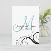 Elegant Swirl Monogram Weddenschap Kaart (Staand voorkant)