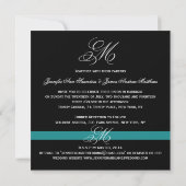 Elegant Swirl Monogram Wedding Invitations Jade Kaart (Achterkant)