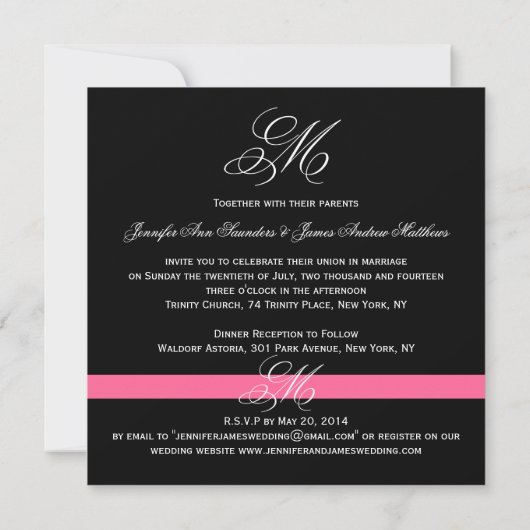 Elegant Swirl Monogram Wedding Invitations Kaart (Achterkant)
