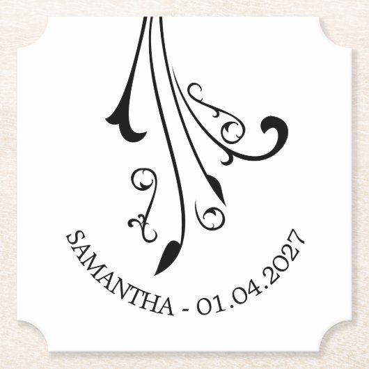 Elegant Swirl Ornaments Horror Black Gothic Kartonnen Onderzetters (Voorkant)