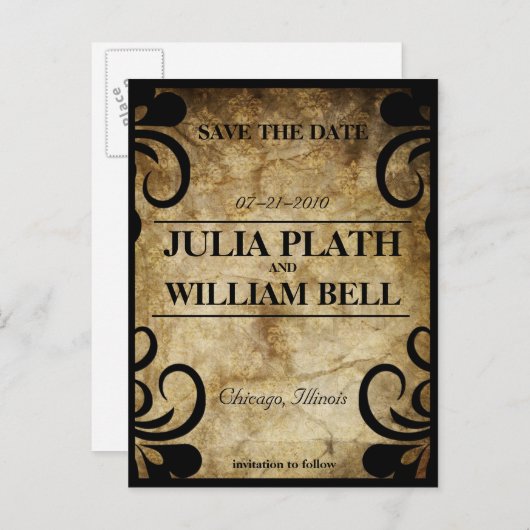 Elegant Swirl RSVP-Briefkaart Uitnodiging Briefkaart (Voorkant / Achterkant)