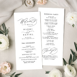 Elegant Swirl Script Eenvoudig Huwelijksprogramma Menu