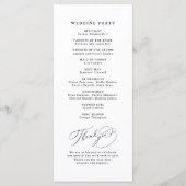 Elegant Swirl Script Eenvoudig Huwelijksprogramma Menu (Achterkant)