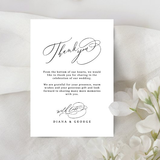 Elegant Swirl Script Eenvoudige Trouw Bedankkaart