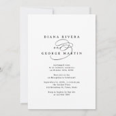 Elegant Swirl Script Just Married Photo Reception Kaart (Achterkant)