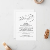 Elegant Swirl Script QR Code Wedding Details Notitiekaartje (Voorkant / Achterkant in situ)
