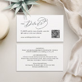Elegant Swirl Script QR Code Wedding Details Plaatskaartje