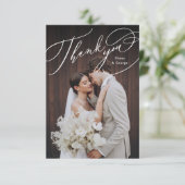 Elegant Swirl Script Simple Photo Thank You Bedankkaart (Staand voorkant)