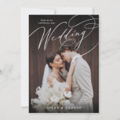 Elegant swirl script Simple Photo Wedding Kaart (Voorkant)