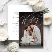 Elegant swirl script Simple Photo Wedding Kaart