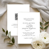 Elegant Swirl Script Simple QR code Wedding Kaart