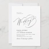 Elegant Swirl Script Simple QR code Wedding Kaart (Voorkant)