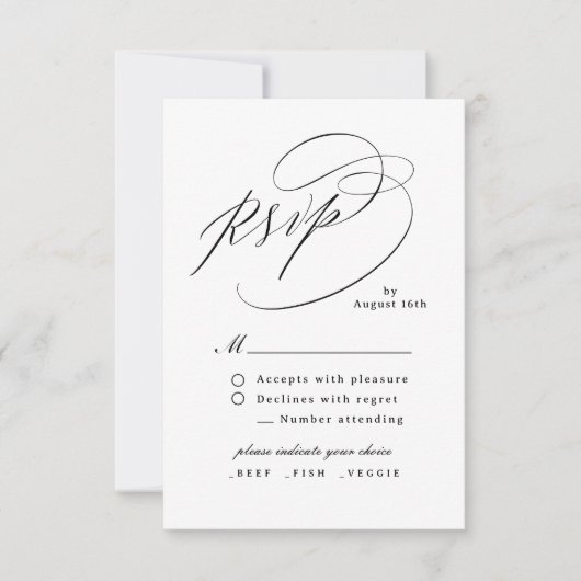 Elegant Swirl Script Simple QR code Wedding RSVP Kaartje (Voorkant)
