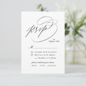 Elegant Swirl Script Simple QR code Wedding RSVP Kaartje (Staand voorkant)