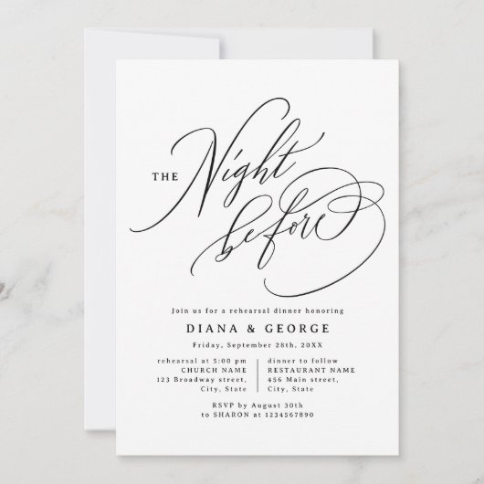 Elegant Swirl Script Simple Rehearsal Dinner Kaart (Voorkant)