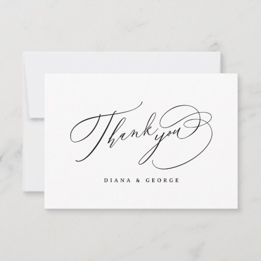 Elegant Swirl Script Simple Wedding Bedankkaart (Voorkant)