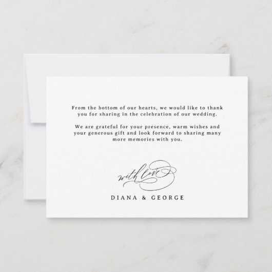 Elegant Swirl Script Simple Wedding Bedankkaart (Achterkant)