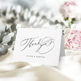 Elegant Swirl Script Simple Wedding Bedankkaart