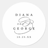 Elegant Swirl Script Simple Wedding favors Ronde Sticker (Voorkant)