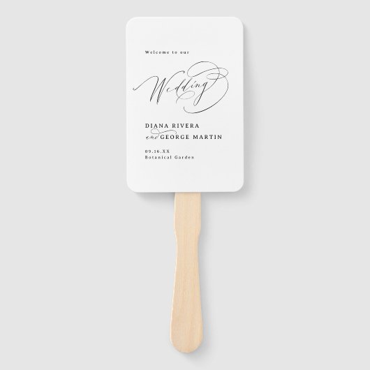 Elegant Swirl Script Simple Wedding Programs Handwaaier (Voorkant)
