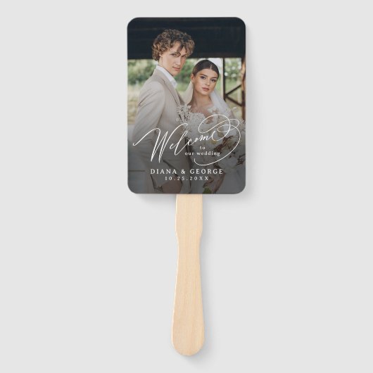 Elegant Swirl Script Simple Wedding Programs Handwaaier (Voorkant)