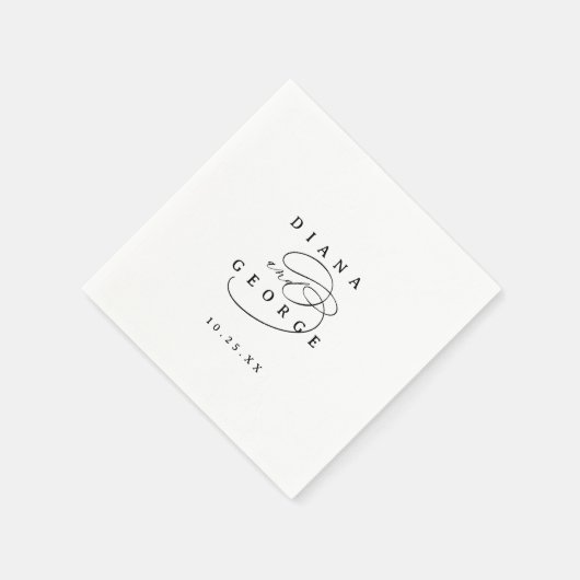 Elegant Swirl Script Simple Wedding Servet (Hoek)